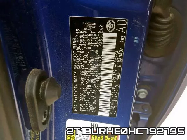2T1BURHE0HC792735 фото 2