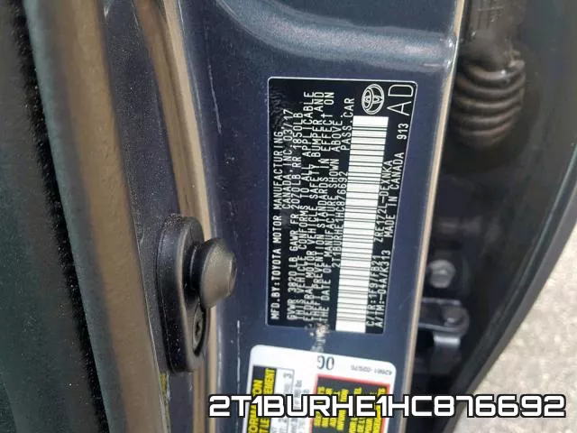 2T1BURHE1HC876692 фото 2