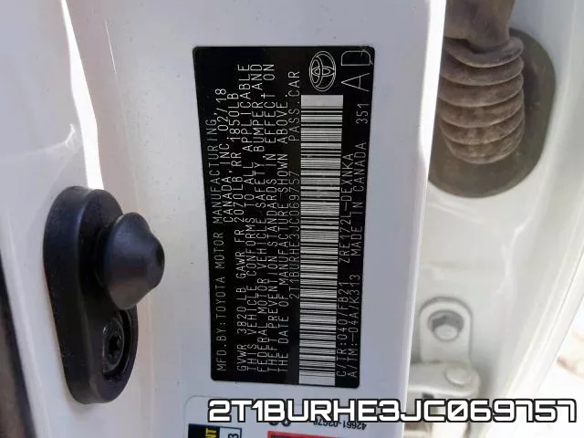2T1BURHE3JC069757 фото 2