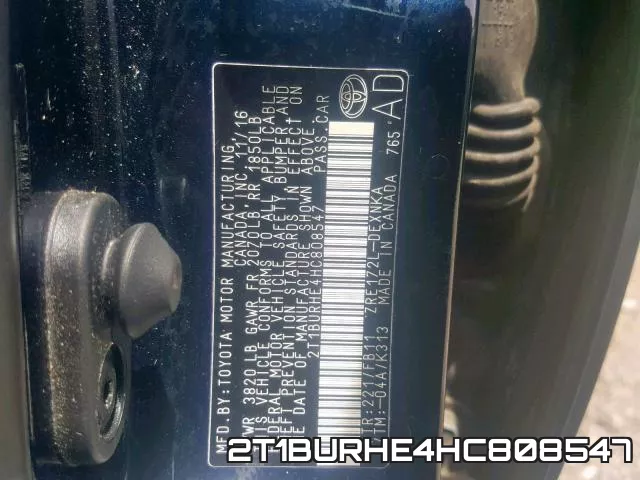 2T1BURHE4HC808547 фото 2