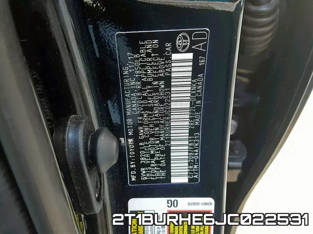 2T1BURHE6JC022531 фото 2