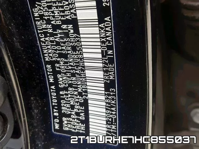 2T1BURHE7HC855037 фото 2