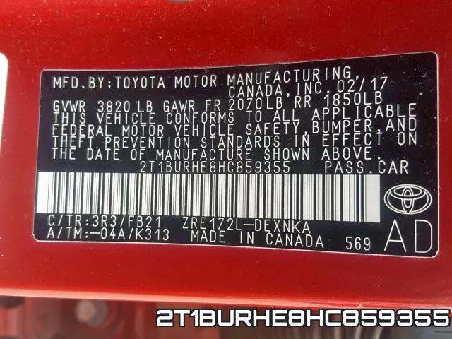 2T1BURHE8HC859355 фото 2