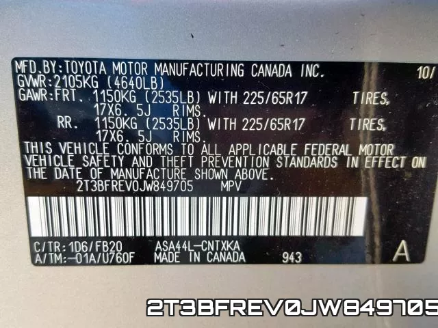 2T3BFREV0JW849705 фото 2