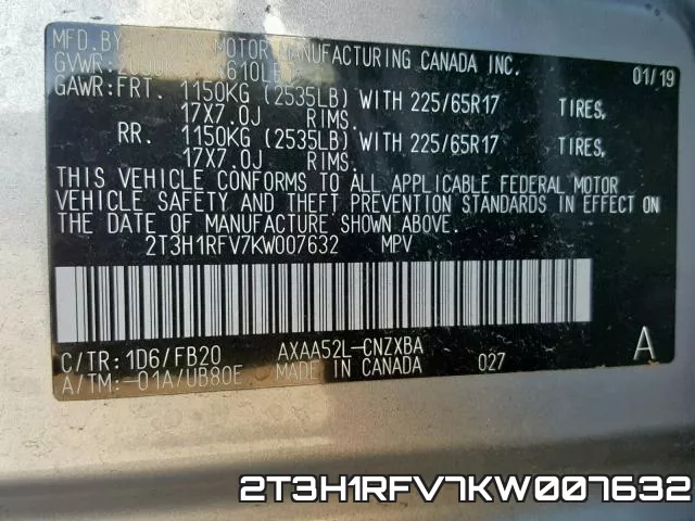 2T3H1RFV7KW007632 фото 2