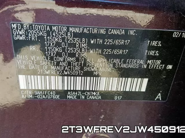 2T3WFREV2JW450912 фото 2