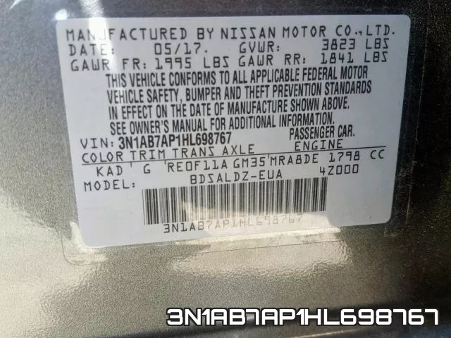 3N1AB7AP1HL698767 фото 2