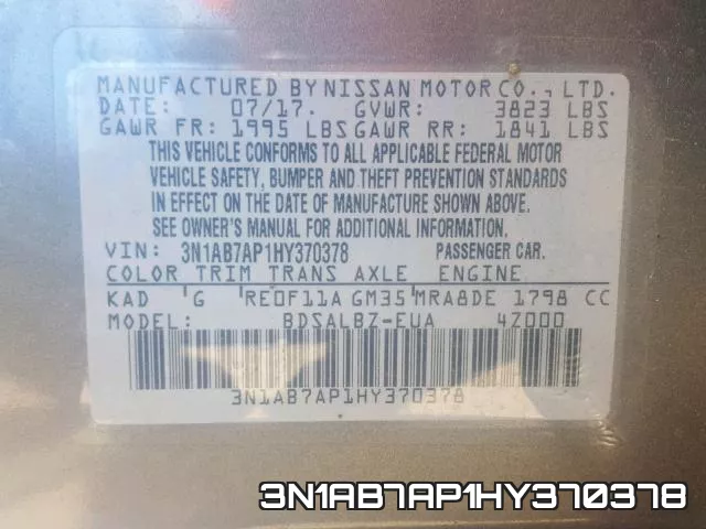 3N1AB7AP1HY370378 фото 2
