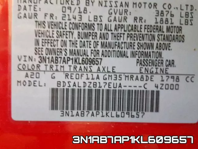 3N1AB7AP1KL609657 фото 2
