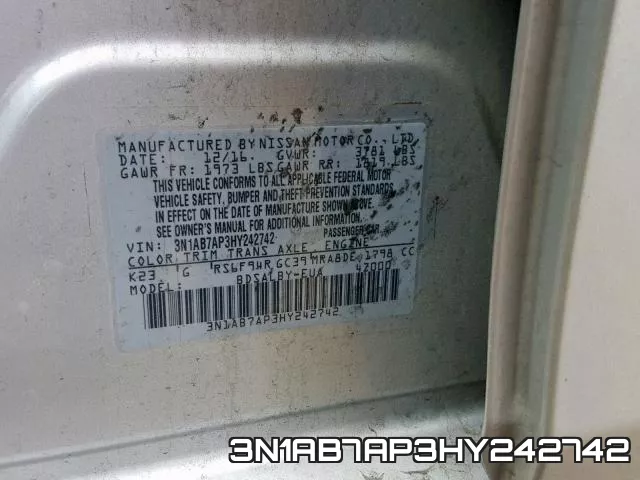 3N1AB7AP3HY242742 фото 2