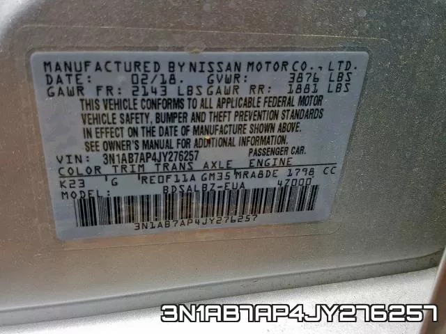 3N1AB7AP4JY276257 фото 2