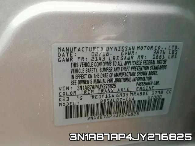 3N1AB7AP4JY276825 фото 2