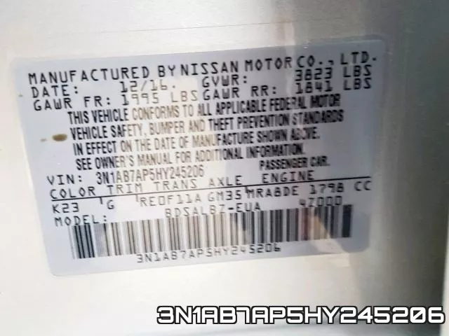 3N1AB7AP5HY245206 фото 2
