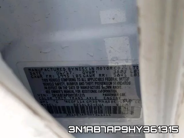 3N1AB7AP9HY361315 фото 2