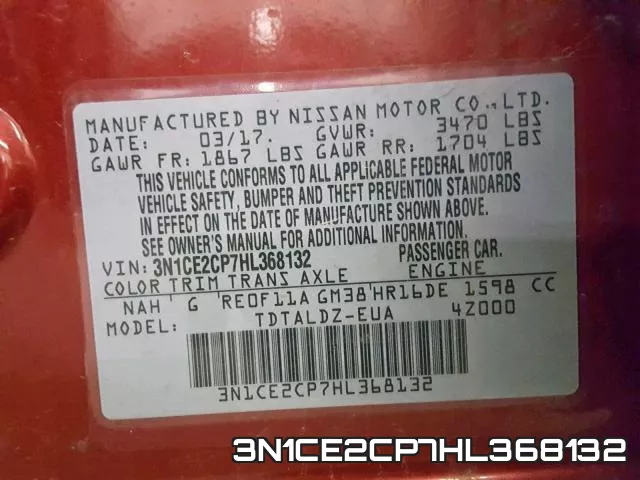 3N1CE2CP7HL368132 фото 2