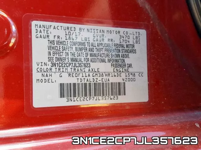 3N1CE2CP7JL357623 фото 2