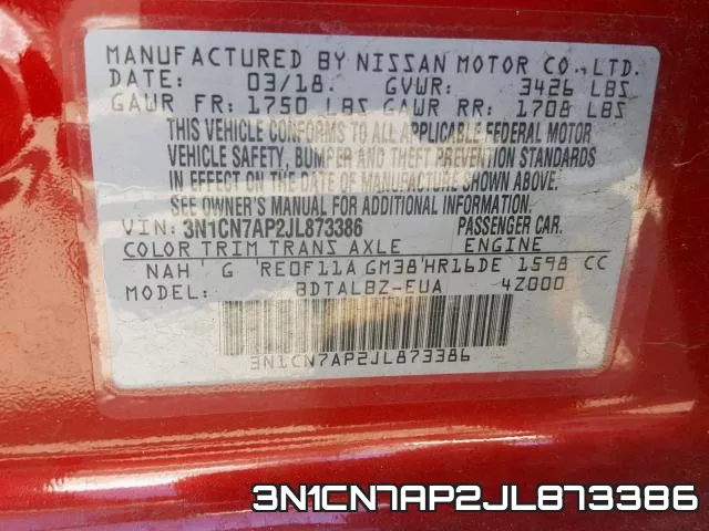 3N1CN7AP2JL873386 фото 2