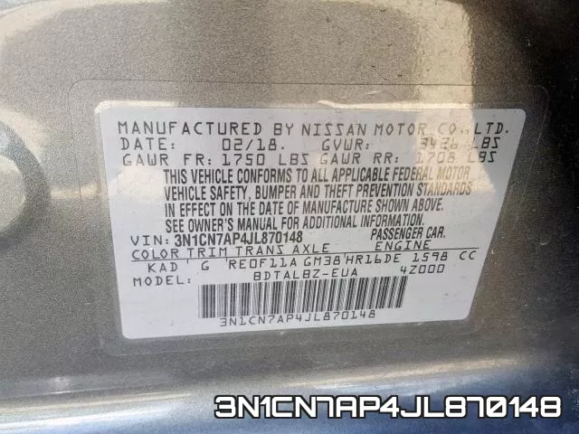 3N1CN7AP4JL870148 фото 2