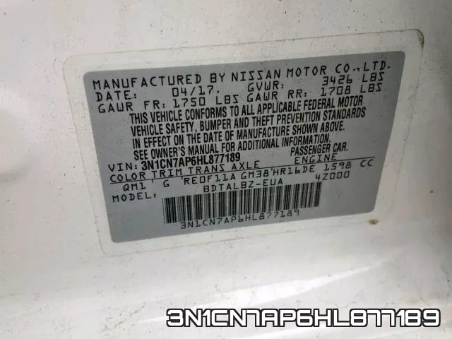 3N1CN7AP6HL877189 фото 2