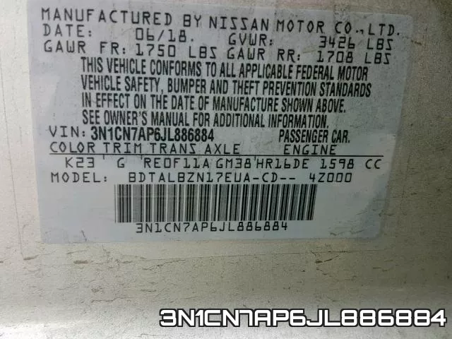 3N1CN7AP6JL886884 фото 2