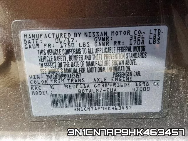 3N1CN7AP9HK463457 фото 2
