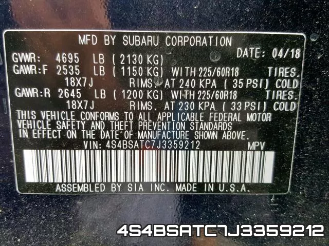 4S4BSATC7J3359212 фото 2