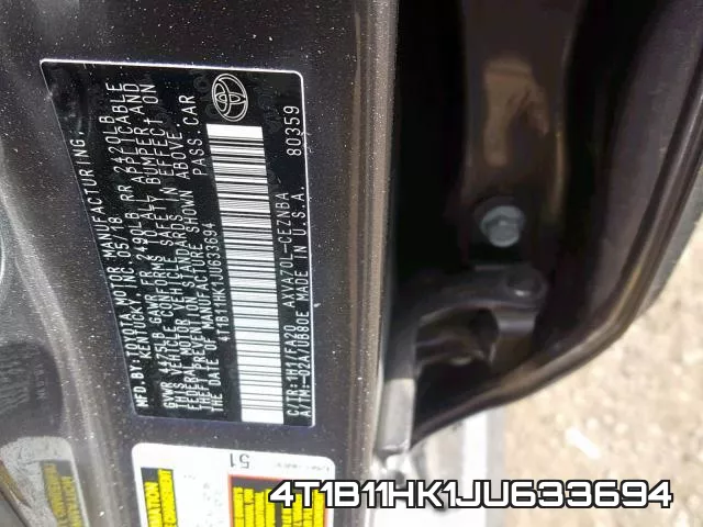 4T1B11HK1JU633694 фото 2