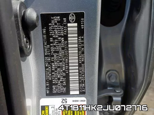 4T1B11HK2JU072776 фото 2