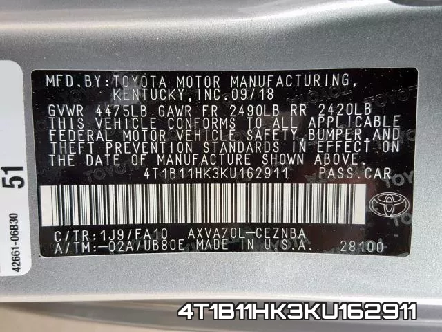4T1B11HK3KU162911 фото 2