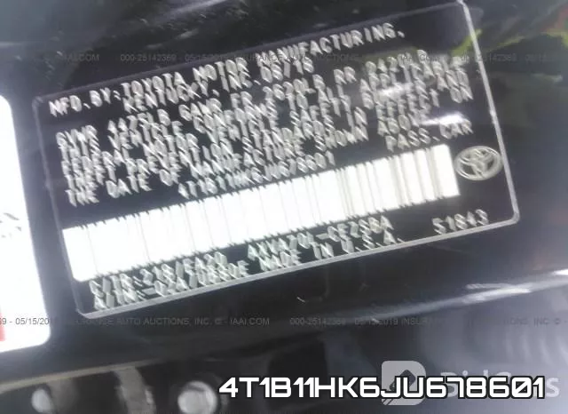 4T1B11HK6JU678601 фото 10