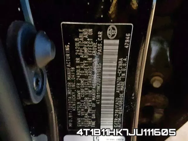 4T1B11HK7JU111605 фото 2