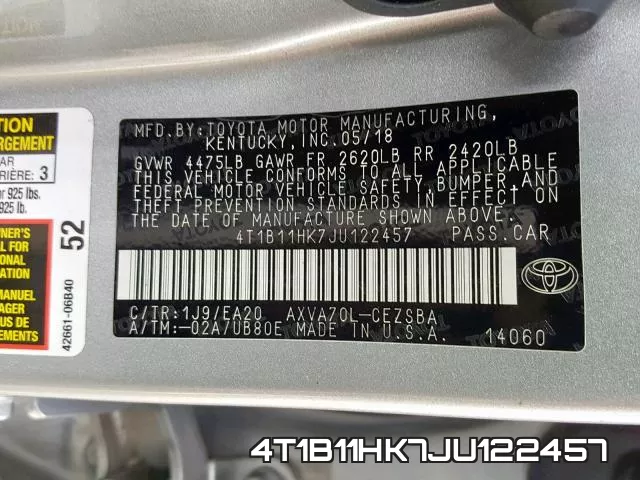 4T1B11HK7JU122457 фото 2