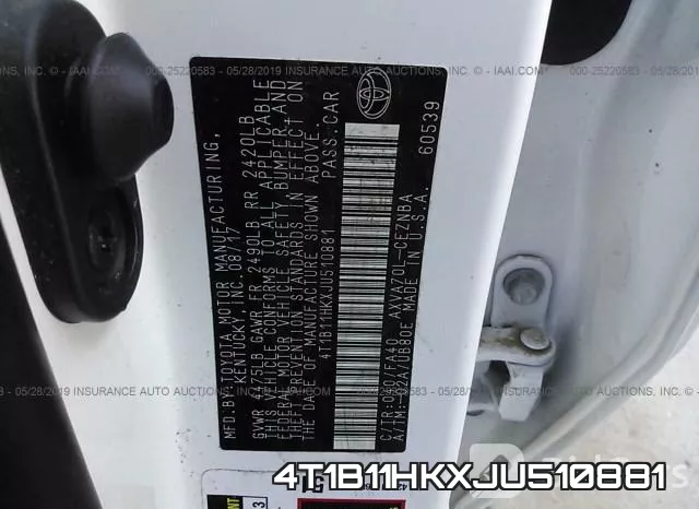 4T1B11HKXJU510881 фото 10