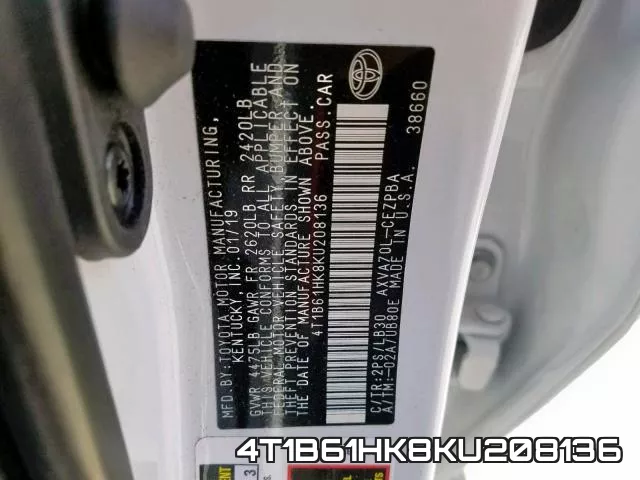 4T1B61HK8KU208136 фото 2