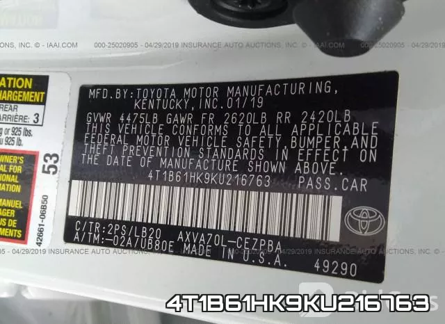 4T1B61HK9KU216763 фото 10