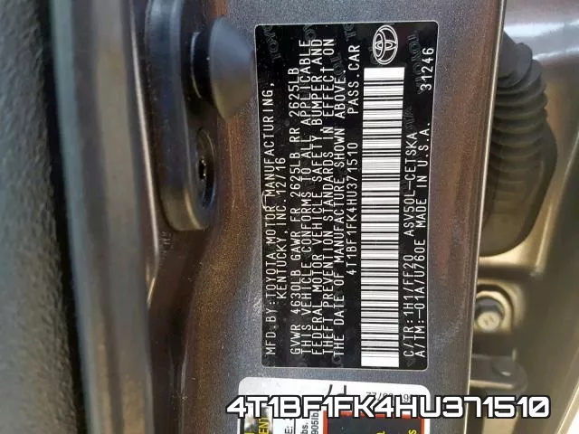 4T1BF1FK4HU371510 фото 2