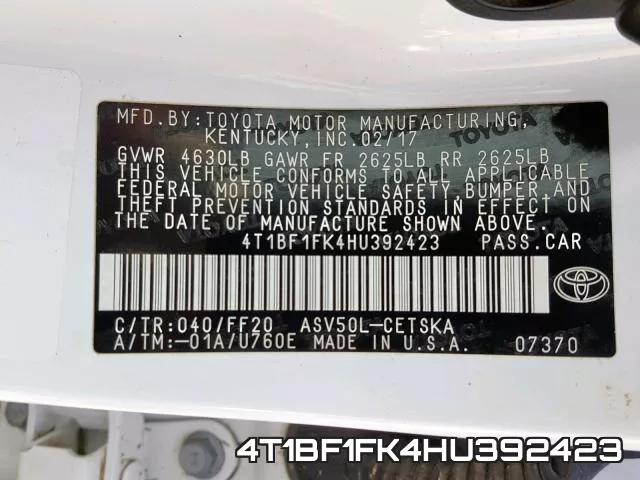 4T1BF1FK4HU392423 фото 2