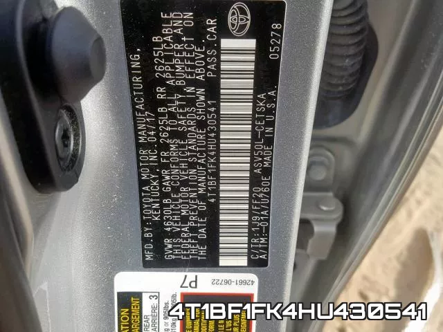 4T1BF1FK4HU430541 фото 2
