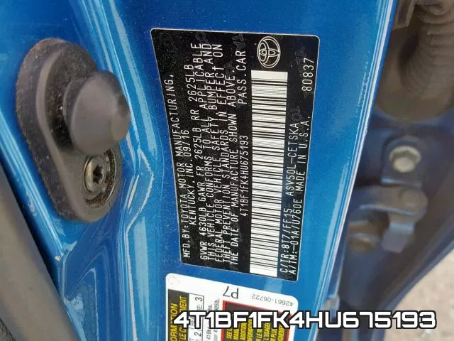 4T1BF1FK4HU675193 фото 2