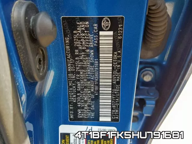 4T1BF1FK5HU791681 фото 2