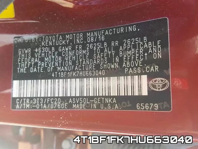 4T1BF1FK7HU663040 фото 2