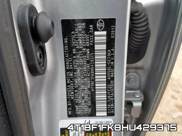 4T1BF1FK8HU429375 фото 2