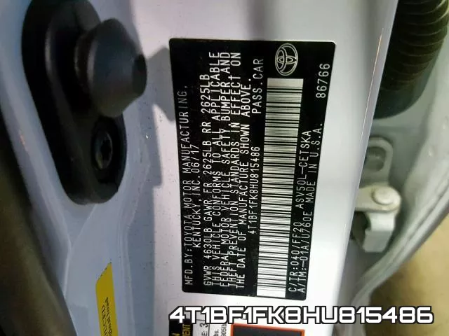 4T1BF1FK8HU815486 фото 2