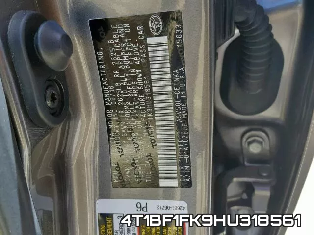 4T1BF1FK9HU318561 фото 2