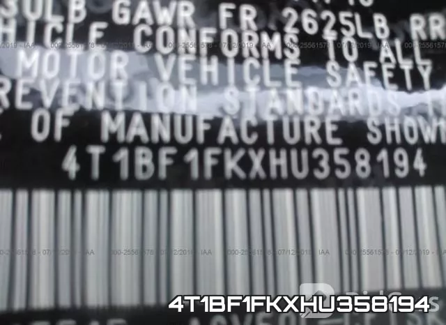 4T1BF1FKXHU358194 фото 10