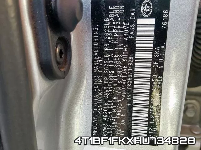 4T1BF1FKXHU734828 фото 2