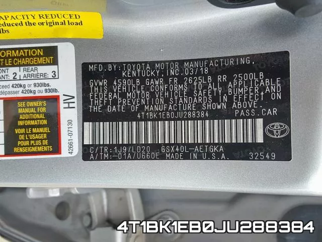 4T1BK1EB0JU288384 фото 2