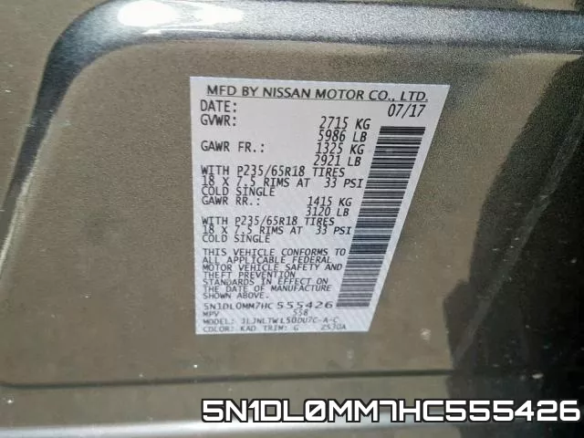 5N1DL0MM7HC555426 фото 2