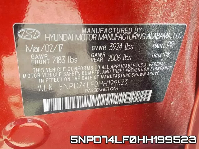 5NPD74LF0HH199523 фото 2