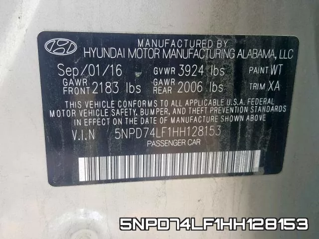 5NPD74LF1HH128153 фото 2